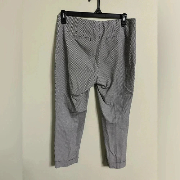 J Jill Black Gingham High Rise Stretch Pants Size 12 Cuffed Elastic Waist - Picture 2 of 7